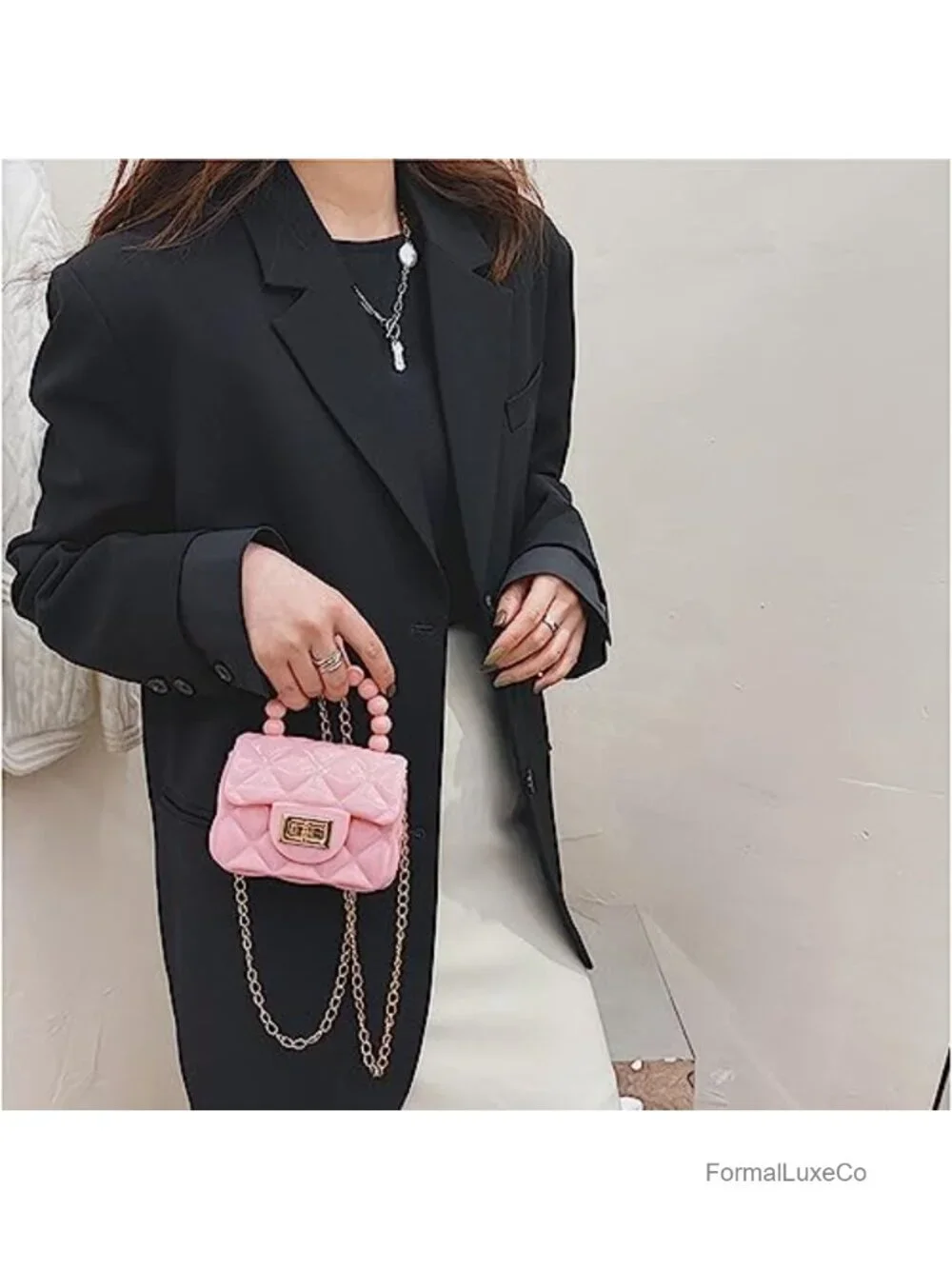 Mini Jelly Crossbody Bag with Pearl Handle PVC Clear Purse